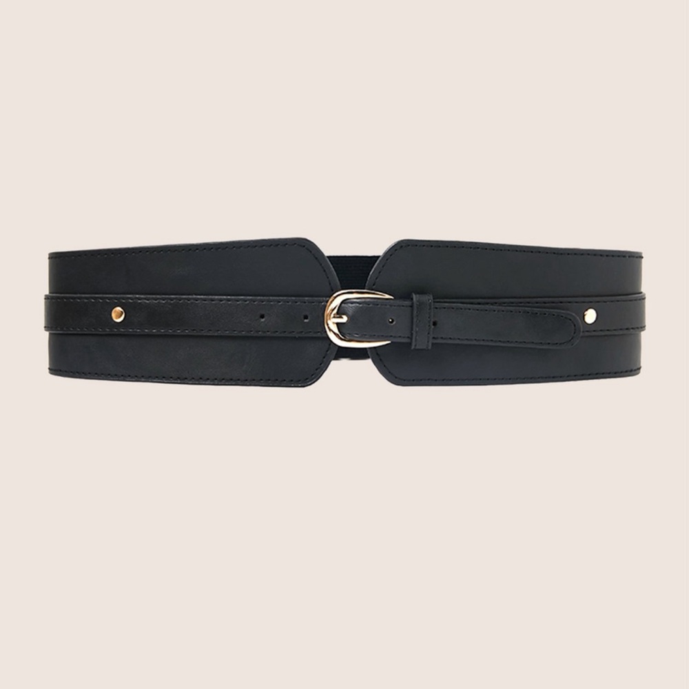 Bloomchic Minimalist Metal Buckle Wide Elastic Belt